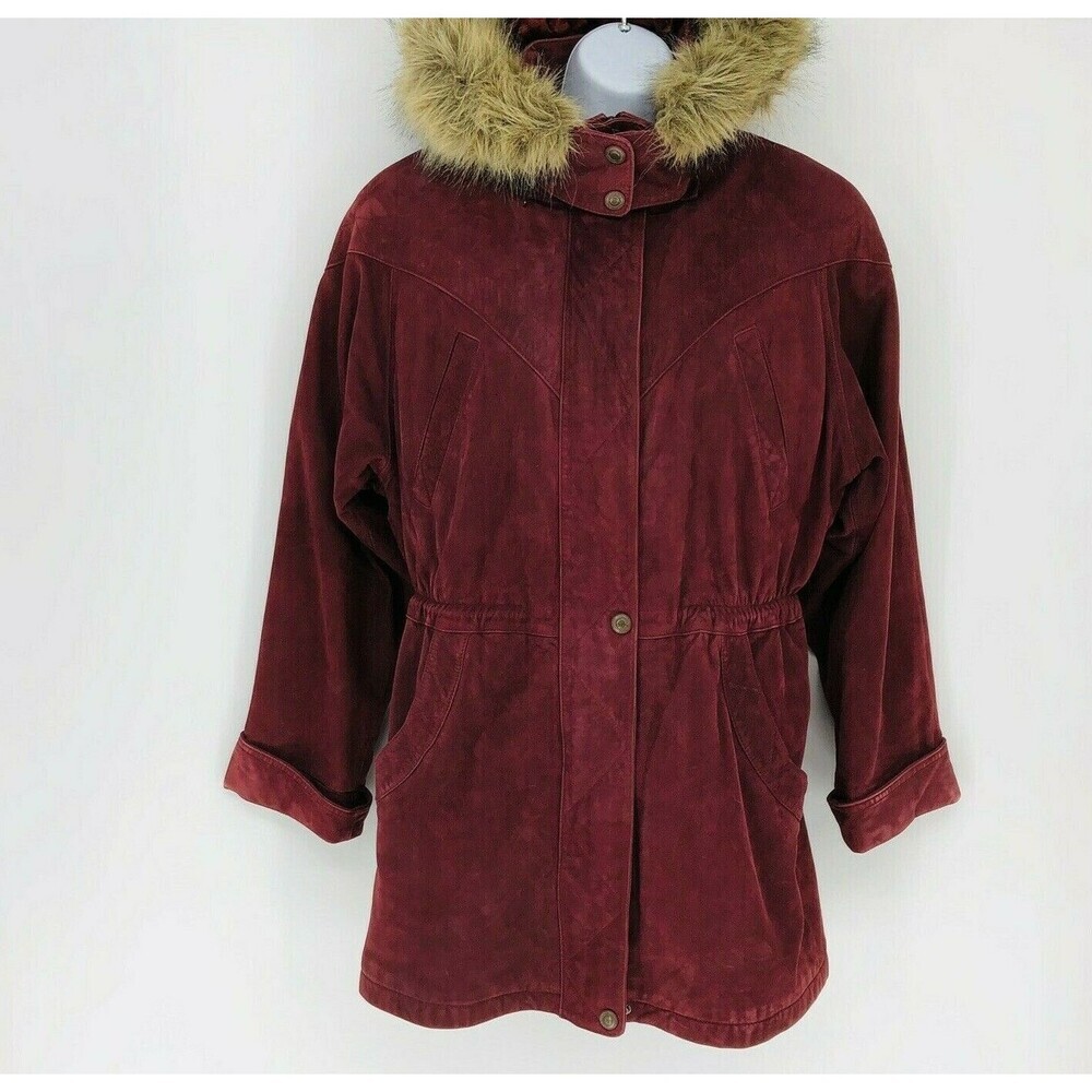 Adventure Bound Wilsons Burgundy Leather Thinsulate Faux Fur Hood Parka Jacket M